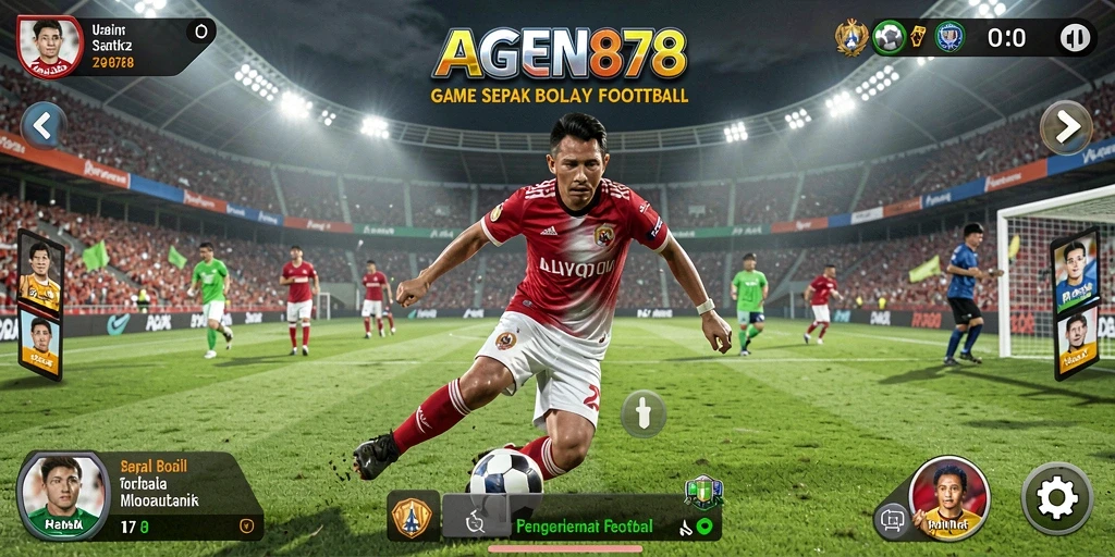 Screenshot gameplay menunjukkan aksi seru dalam pertandingan sepak bola.