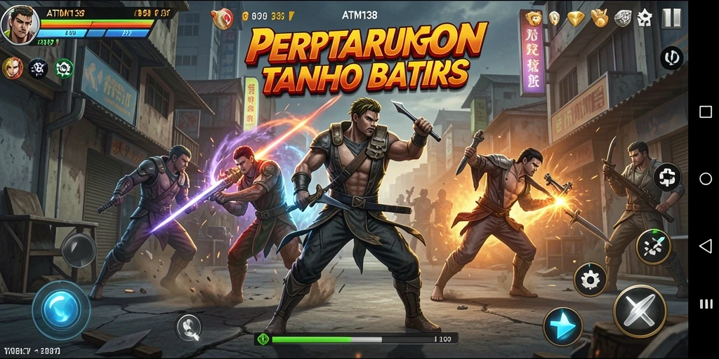 Tampilan gameplay mendebarkan dari ATM138 saat pertarungan berlangsung.