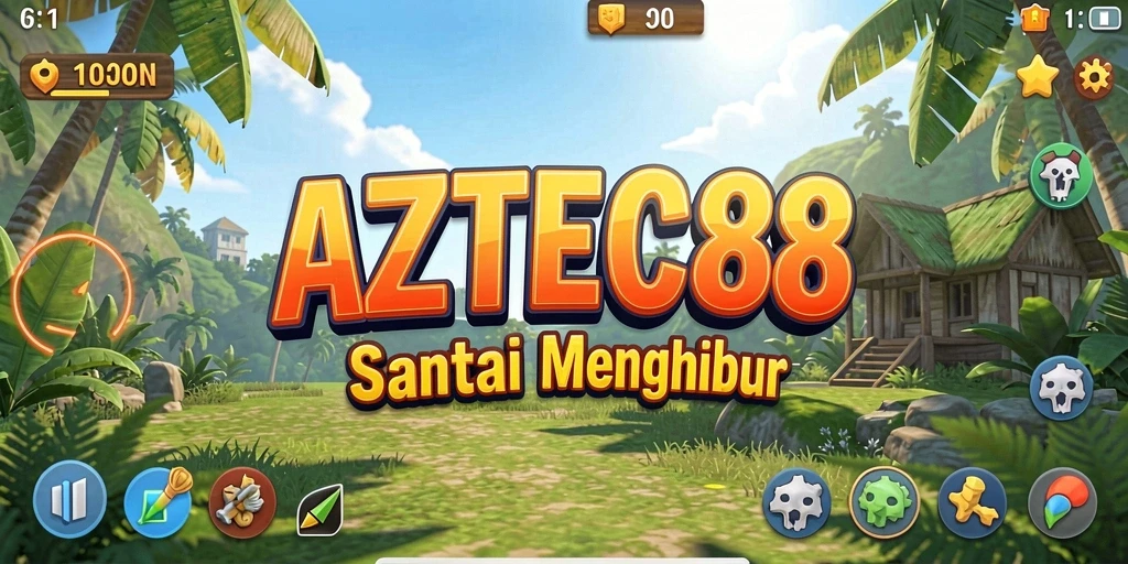 Screenshot gameplay AZTEC88 dengan desain cerah dan interaktif.