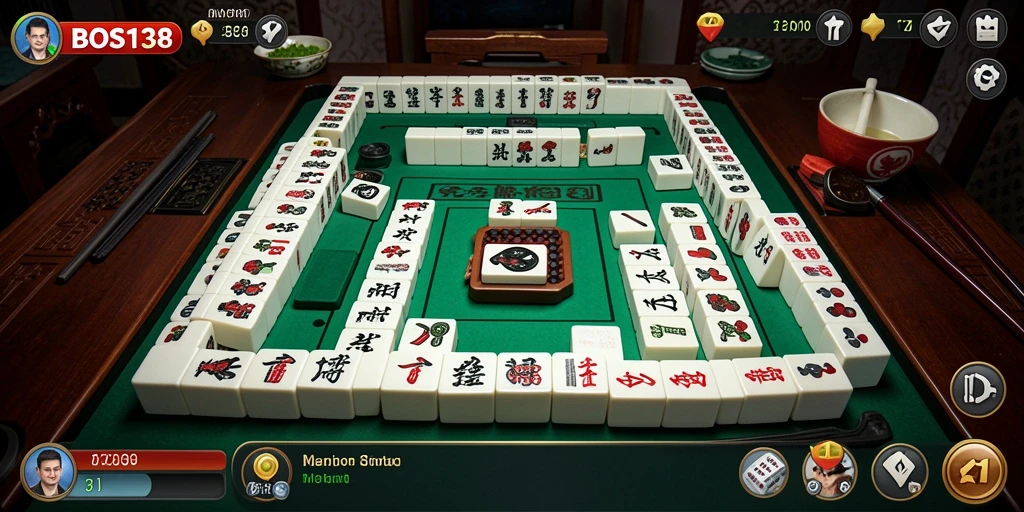 Tangkapan layar gameplay <strong>BOS138</strong> menampilkan serunya bermain Mahjong.