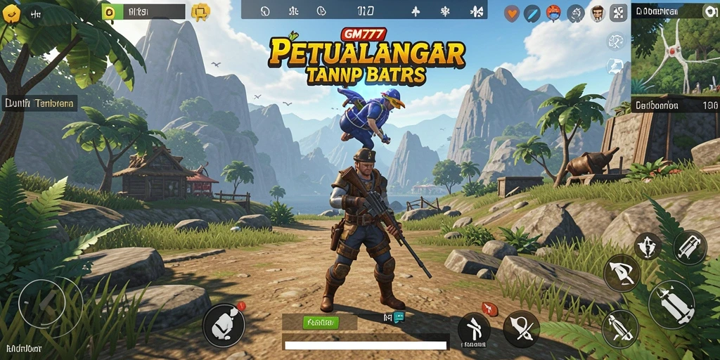 Screenshot gameplay GM777 yang menunjukkan dunia terbuka yang luas.