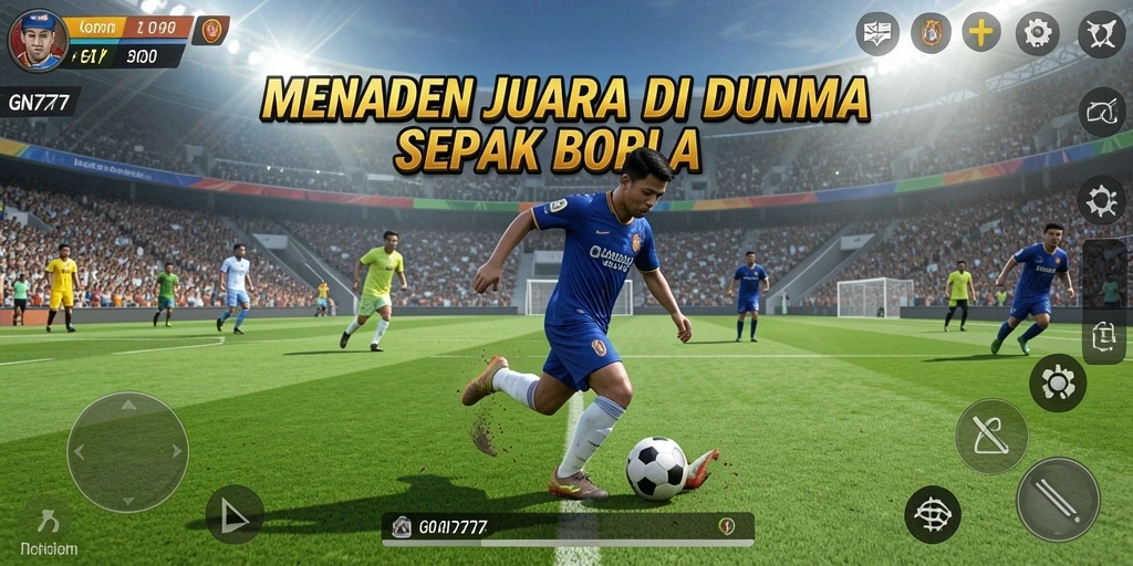 Tangkapan layar menunjukkan aksi sepak bola intens di GN777.