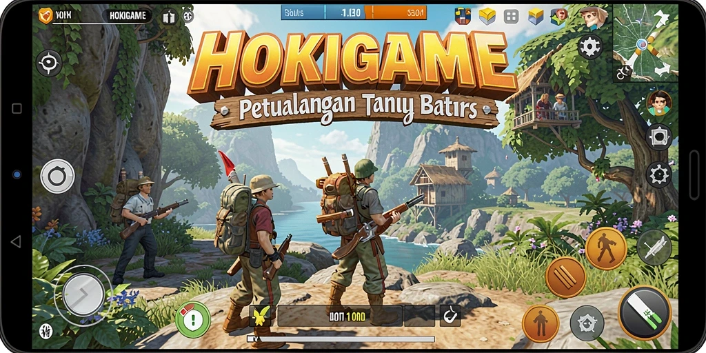Screenshot HOKIGAME menampilkan petualangan seru dalam dunia terbuka.