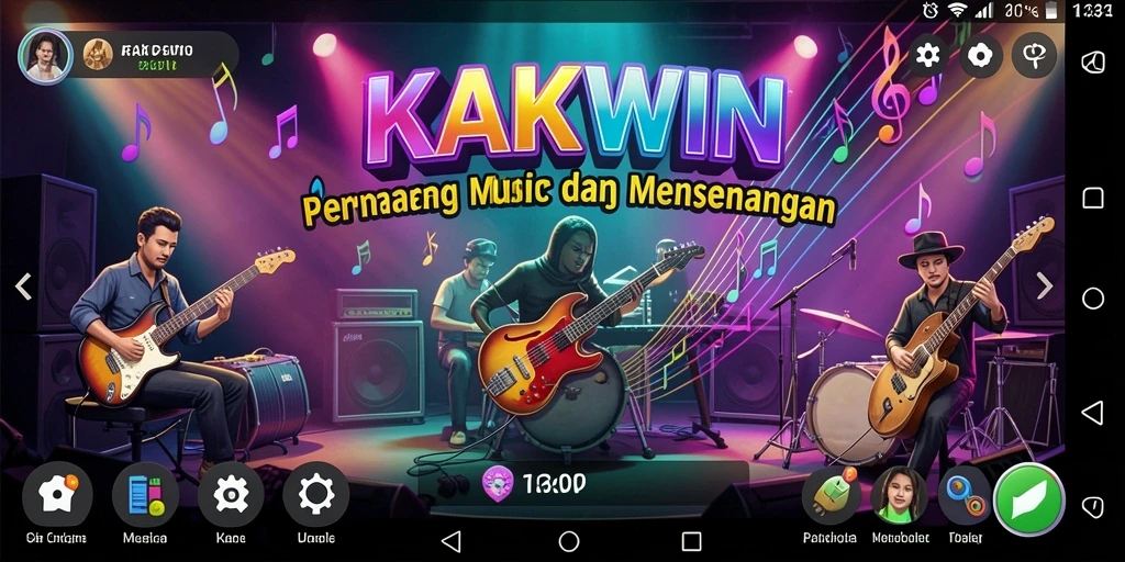 Screenshot gameplay KAKWIN menampilkan interaksi dan keseruan bermain musik.