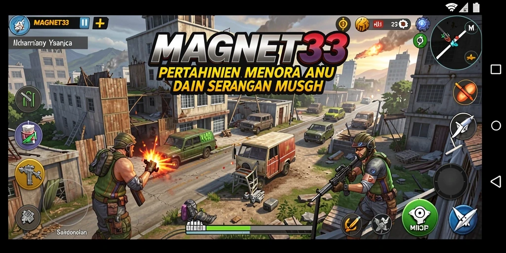 Tangkapan layar gameplay MAGNET33 menunjukkan strategi pertahanan yang seru.