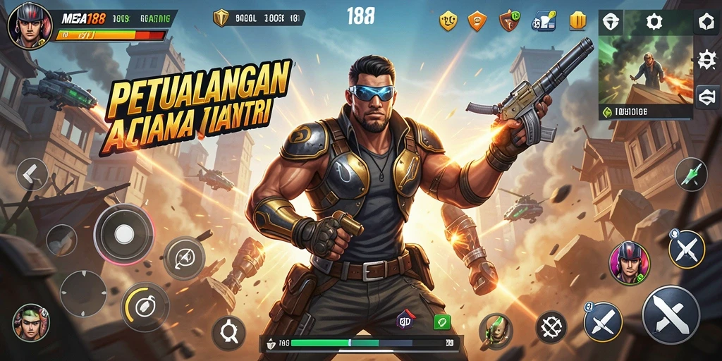 Tampilan gameplay aksi yang mendebarkan dalam MEGA188.