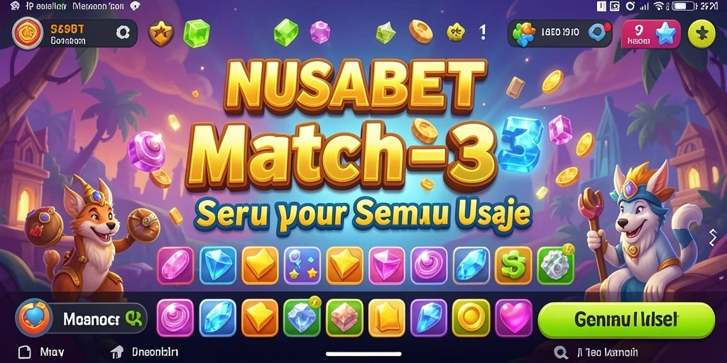 Gameplay NUSABET yang seru dengan tantangan Match-3.