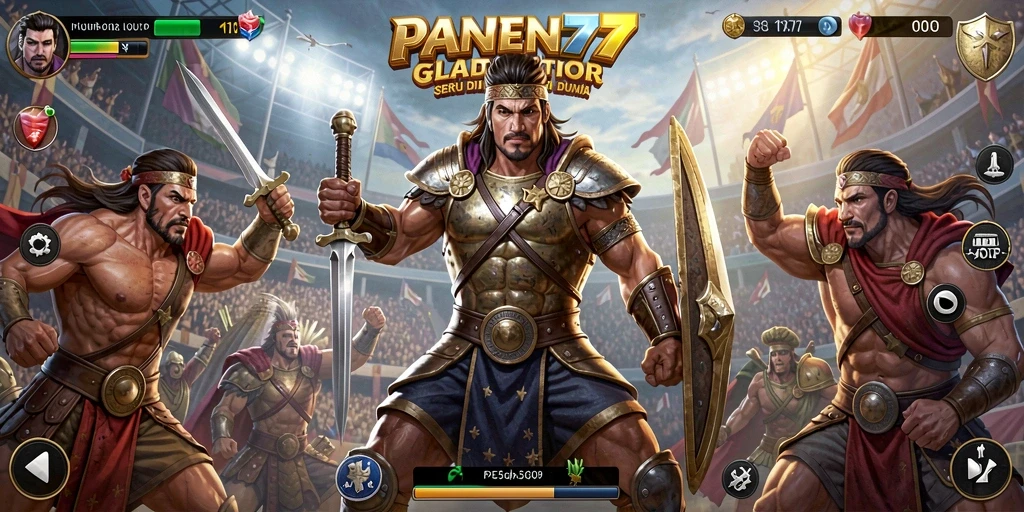Tampilan gameplay menegangkan dalam PANEN77, pertarungan seru dan strategi.