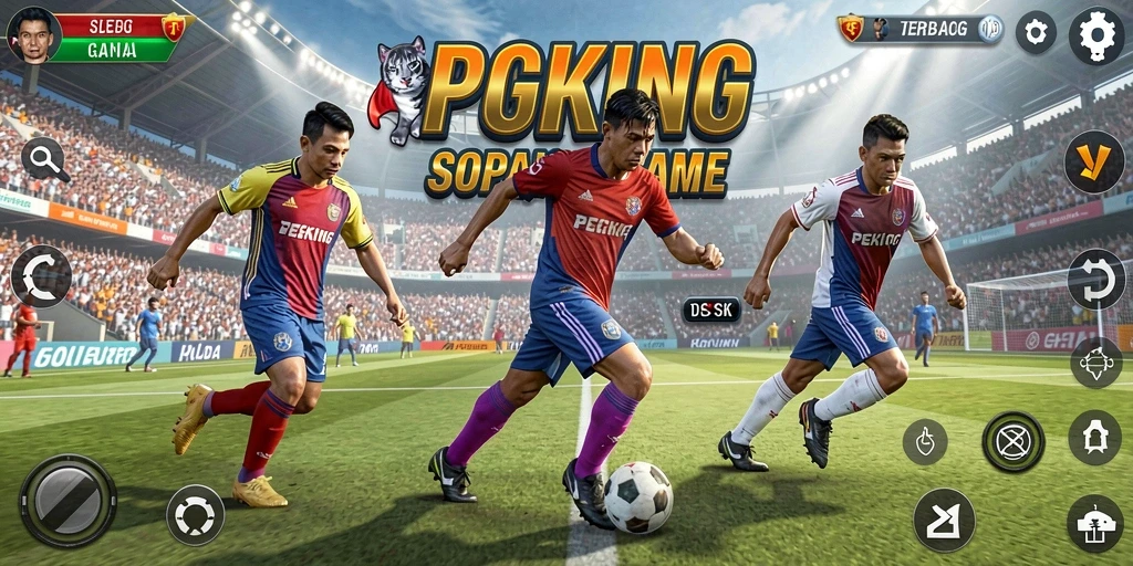 Tampilan gameplay PGKING yang seru dan penuh aksi sepak bola.