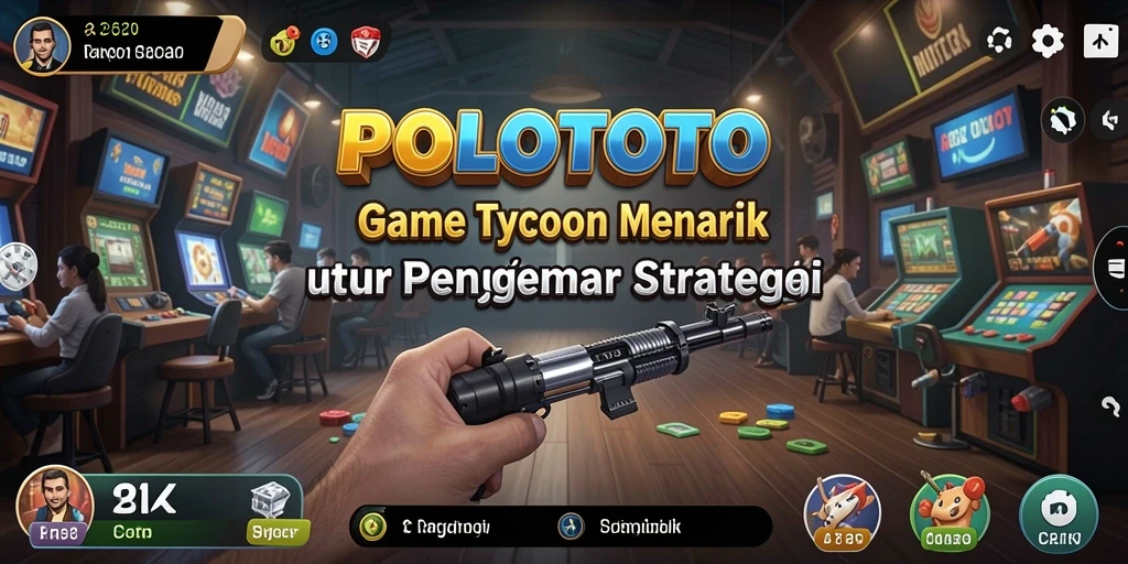 Screenshot gameplay POLOTOTO menunjukkan tindakan manajemen bisnis yang seru.