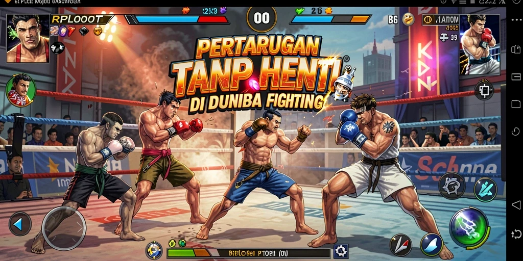 Tampilan utama gameplay RPLOOT yang penuh aksi pertarungan.