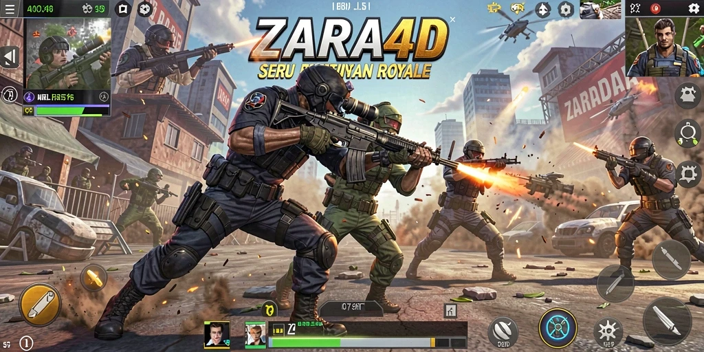 Tampilan gameplay ZARA4D yang mendebarkan di arena pertempuran.